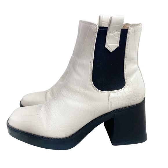 Nasty Gal Faux Leather High Platform Chelsea Boots Size 10 - Picture 1 of 9
